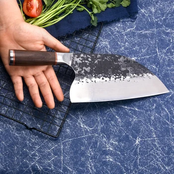 

Ancient Craft Technology Handmade Hammered Pattern Blade Knife Kitchen Stainless Steel Sharp Cooking Knives Chef Special Cutter