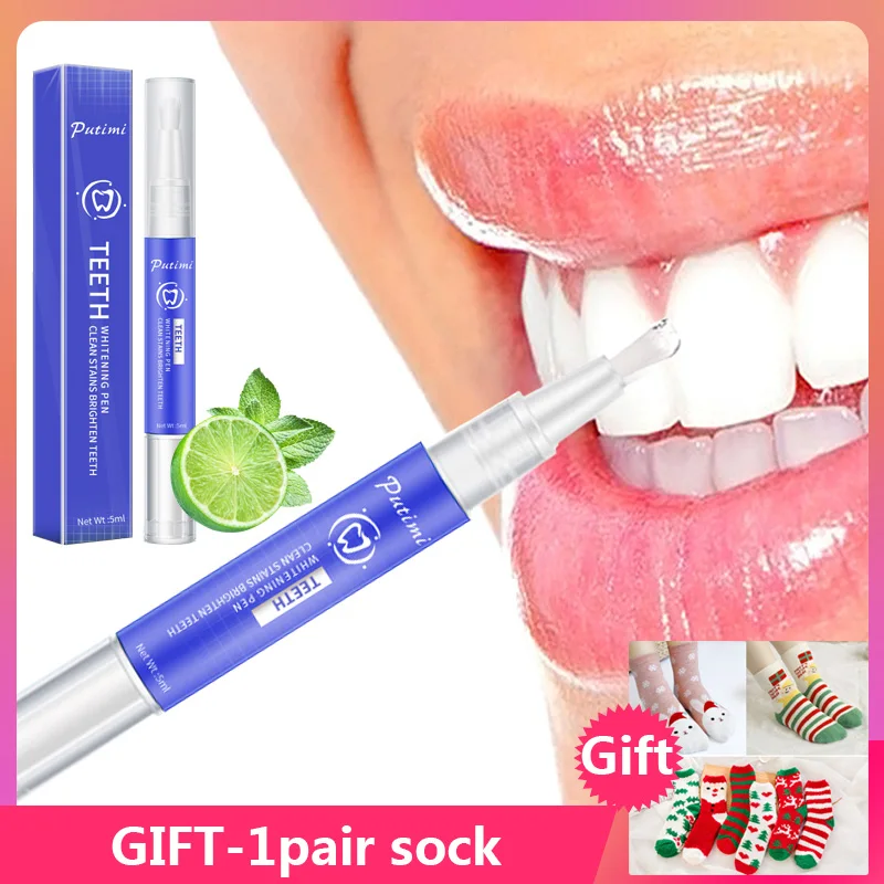 B 1Pair Sock Gift PUTIMI, профессиональное отбеливание зубов, ручка, очищающий гель, отбеливание осветление, удаление налета, пятен, гигиена полости рта, уход за носками, подарок - Цвет: B 1Pair Sock Gift