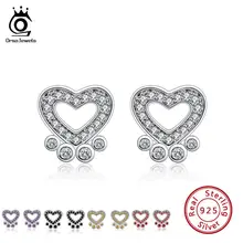 ORSA JEWELS 925 пробы серебряные серьги гвоздики с принтами лапок милый