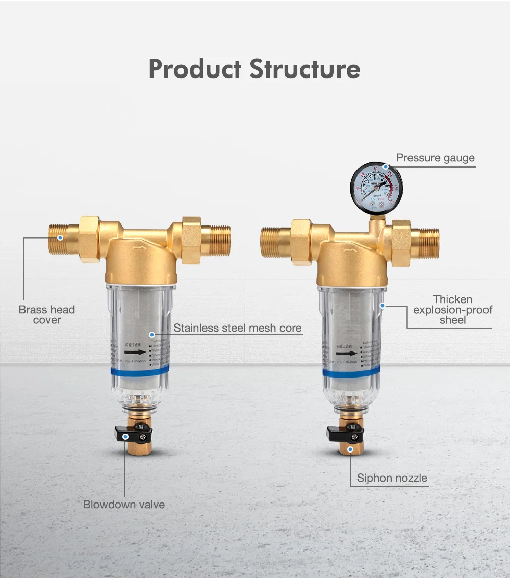 Фильтры для воды, передний очиститель, медная пуля, предфильтр, обратная стирка, удаление ржавчины, загрязняющие осадочные трубы, кухонный