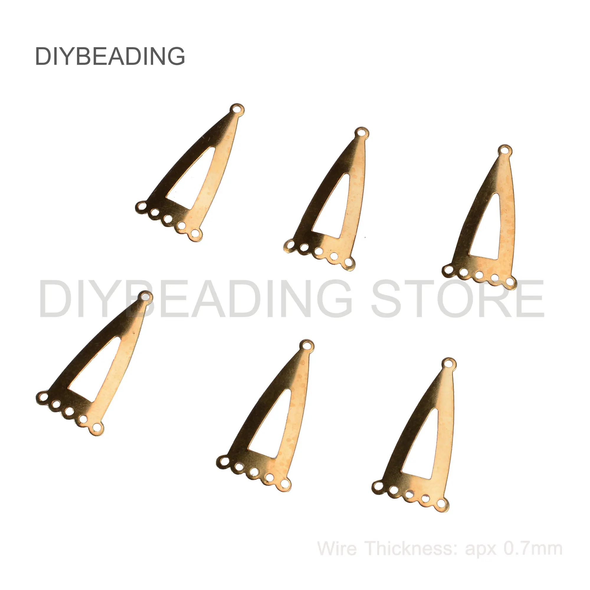 20-1000 Pcs Multi Holes Triangle Charms Finding Curved 15*30mm Brass Geometric Component for Chandelier Dangling Earrings Making