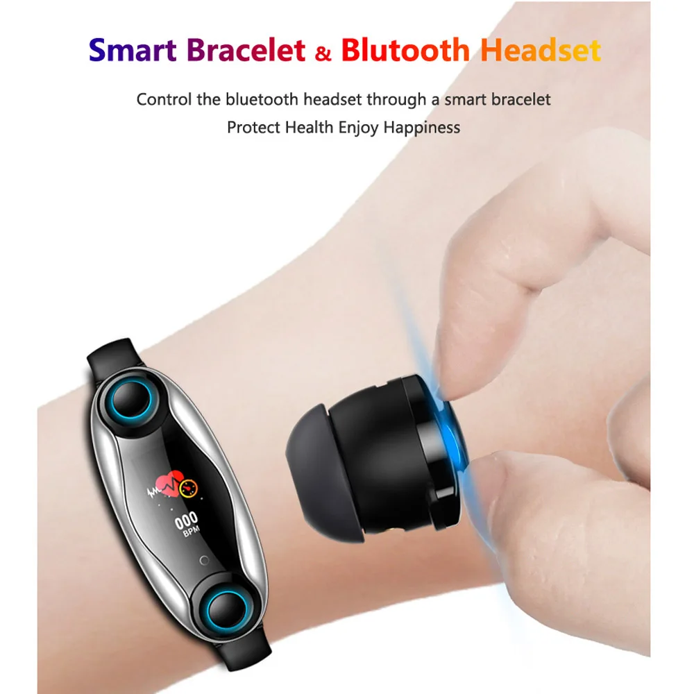 LETINE, 2 в 1, фитнес-браслет, беспроводные Bluetooth наушники, Bluetooth 5,0, IP67, с монитором сердечного ритма, артериального давления, умные часы