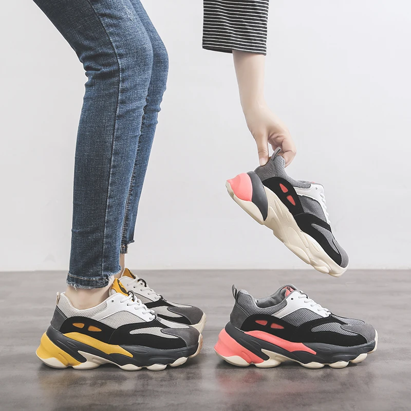 Для женщин обувь; модные кроссовки; сезон весна-осень; Zapatos De Mujer; обувь на каждый день; Женская дышащая Спортивная повседневная обувь на толстой подошве U13-36