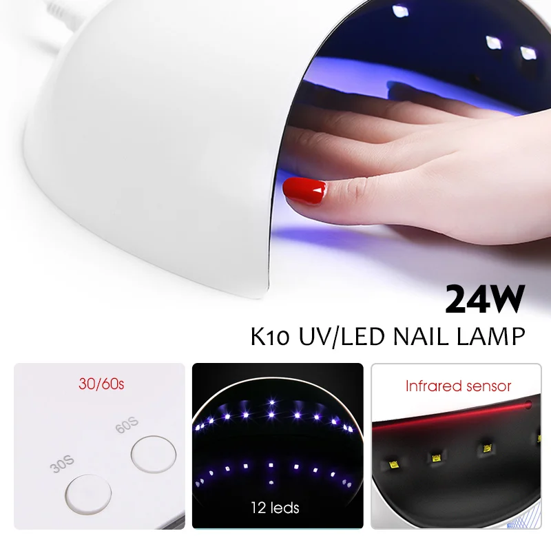 Billige Saviland Nagel Trockner LED UV Lampe 24W Nagel Lampe für Maniküre LCD Display Trocknen Alle Gele Nagellack Nagel kunst Werkzeuge
