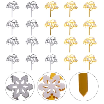 

10pcs Snowflake Safe Acrylic Toppers Insert Cards Cake Decors for Cake New Year