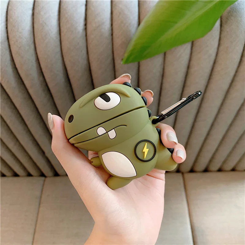 Для AirPod 2 Чехол 3D классный мальчик динозавр мультфильм мягкий силиконовый беспроводной чехол для наушников s для Apple Airpods чехол милый чехол Funda