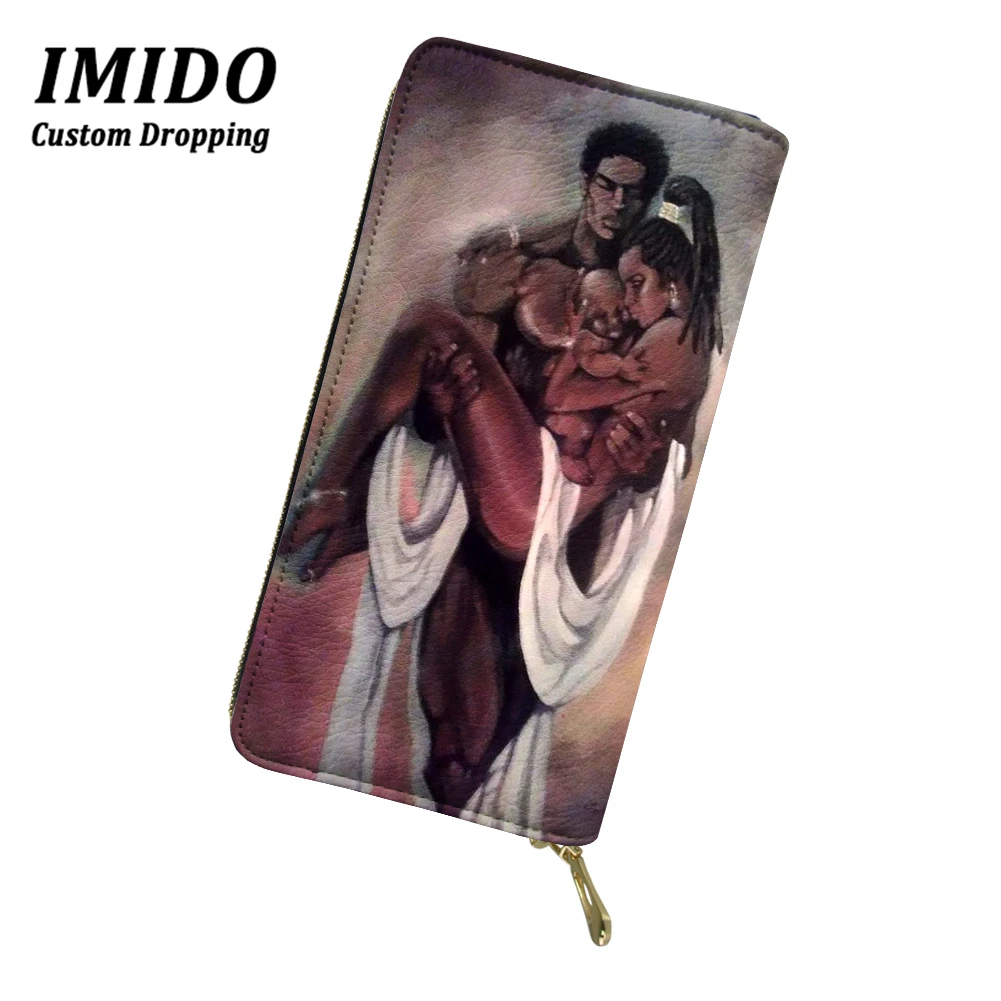 IMIDO, модные женские кошельки, африканская девушка, узор, многофункциональные кошельки на молнии, Женский кошелек, паспорт, монета, карта, посылка, на заказ - Цвет: wll5138