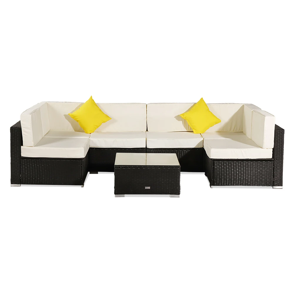 

Home simple sofa set 7 Pieces Patio PE Wicker Rattan Corner Sofa