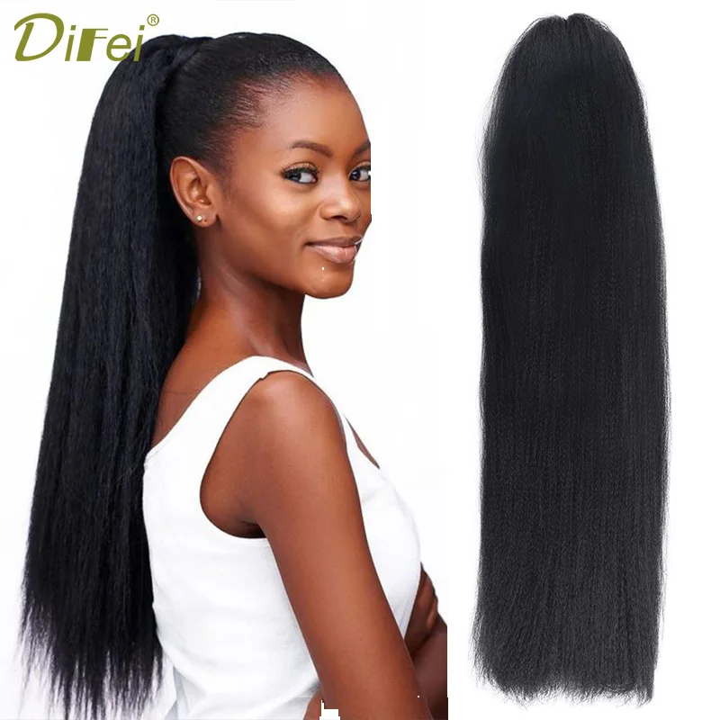 Difei 120g Kinky Straight Hair Afro Ponytail Puff 22 Inch Long Pony Tail Synthetic Natural Hair Ponytail Hairpieces For Women Synthetic Ponytails Aliexpress