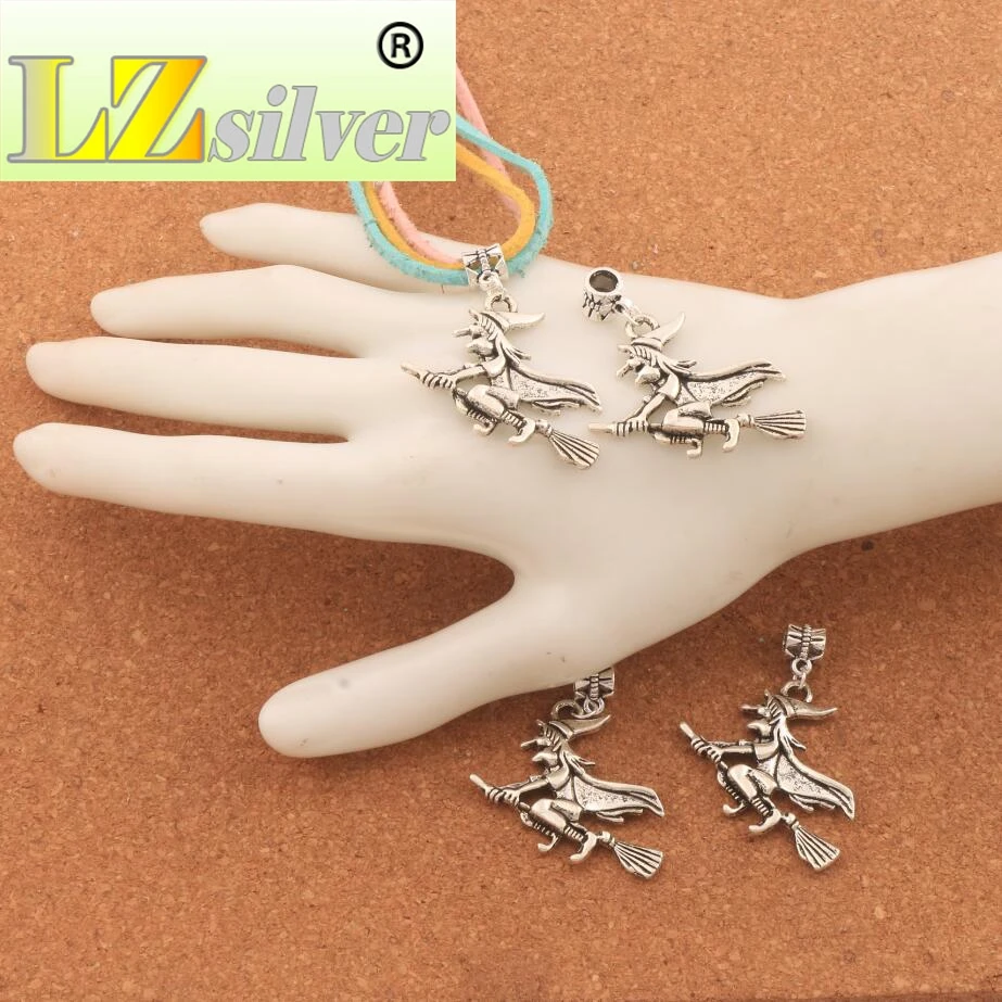 Witches On Broom Big Hole Beads 46x36.9mm 60PCS zinc alloy Fit European Bracelets Jewelry DIY B224