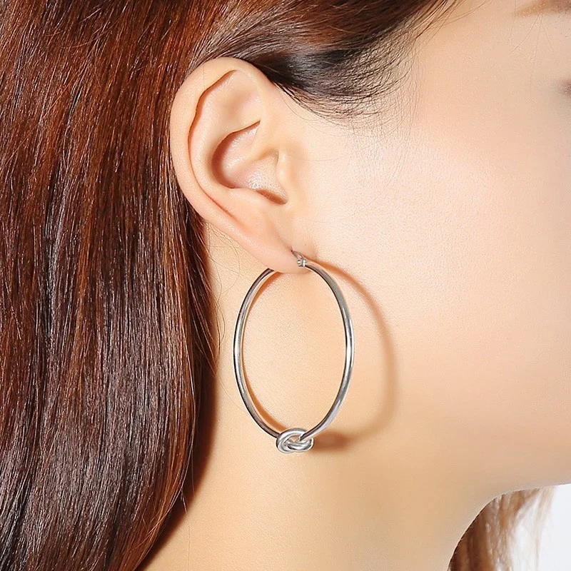 Vnox Women's Stainless Steel 4mm Round Tube Medium Hoop Earrings,1.1 Diameter 