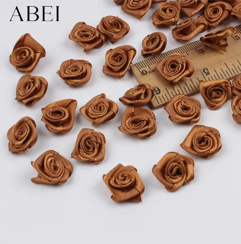 300pcs Multicolor Mini Satin Ribbon Rose Heads for Crafting and Decoration