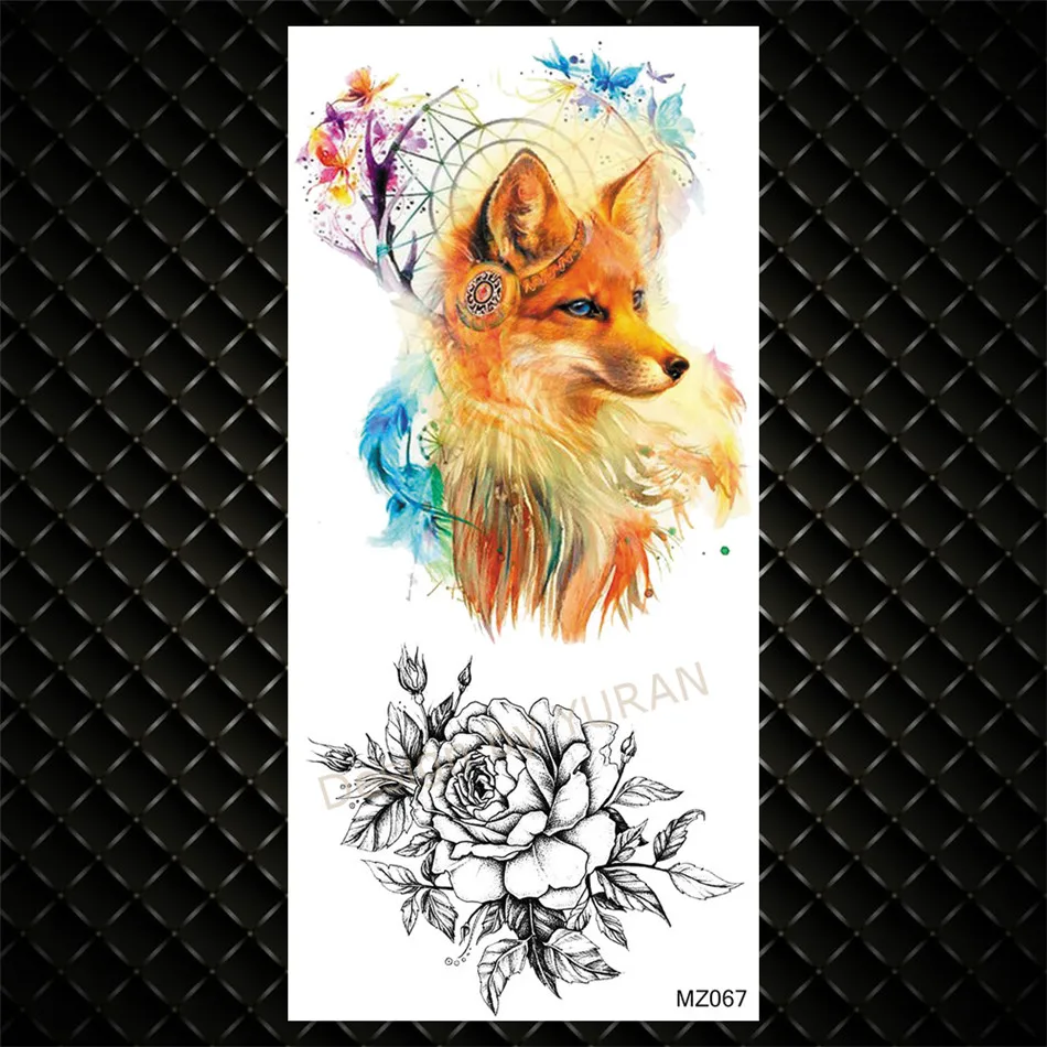 Temporary Tattoos Fox Watercolour Planet Space Flower Dreamcatcher