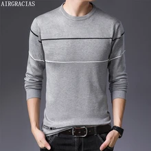 AIRGRACIAS Pullover Men Brand Clothing 2019 Autumn New Slim fit Sweater Men Casual Striped Pull Sweaters Men SIZE M-4XL AIRGRACIAS Pullover Men Brand Clothing 2019 Autumn New Slim fit Sweater Men Casual Striped Pull Sweaters Men SIZE M-4XL