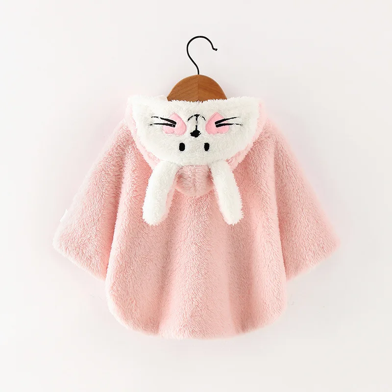 

CYSINCOS Baby Fleece Cloak Coat Winter Toddler Cartoon Rabbit Outwear Jacket Girls Soft Warm Coat Kids Hooded Outfit Clothes