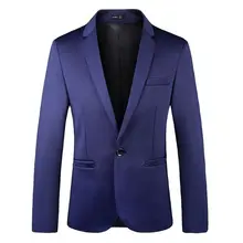 Blazers de traje para hombre, traje para las cuatro estaciones, chaqueta de un solo Oeste, ajuste de bolsillo para puerta con botón de Color sólido en tres colores M 4XL