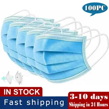 

10/20/50/100/200pc Disposable Industrial 3ply Ear Loop Mascarillas Designer Face Maks Scarf Women Mascarilla Facemaks For Adult
