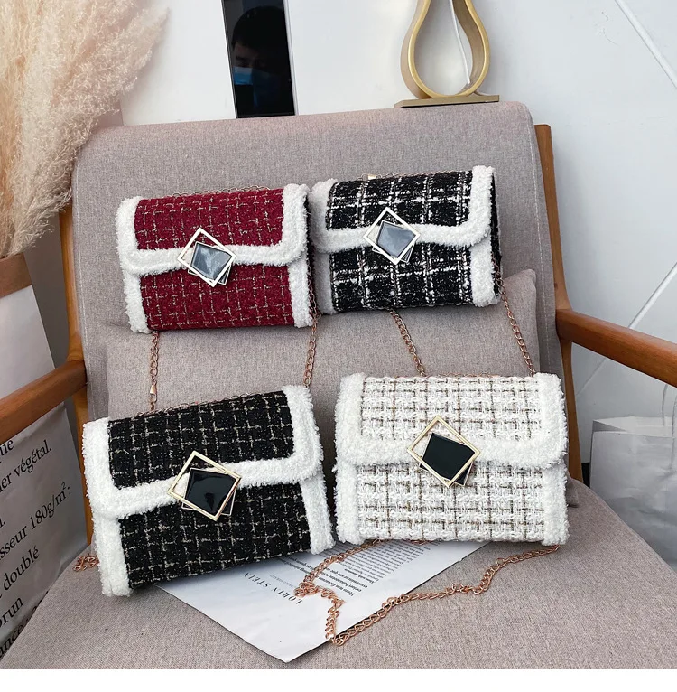 

Bag Women's 2019 Autumn And Winter New Style Korean-style Versatile Glorious Fashion lian tiao wang Red Crossbody Bag mao rong b