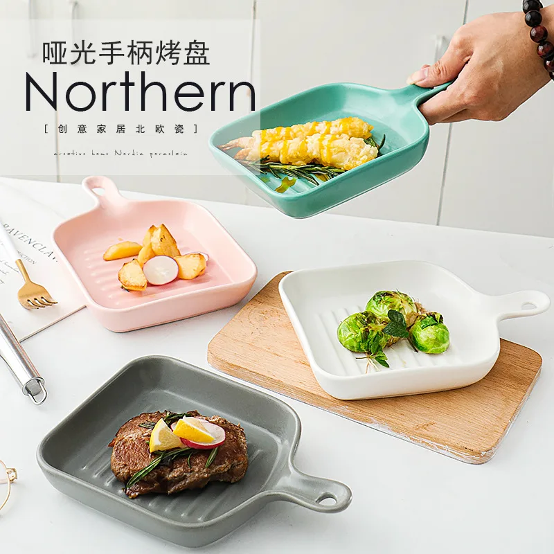 9 &quotскандинавские Инс креативные керамические тарелки тарелка для сыра запеченная риса фарфоровая ручка