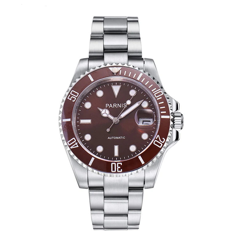 

Parnis 40mm Mens Automatic Watch Mechanical Watches Ceramic Diving 100m Stainless Steel Automatico Movement Relogio Masculino