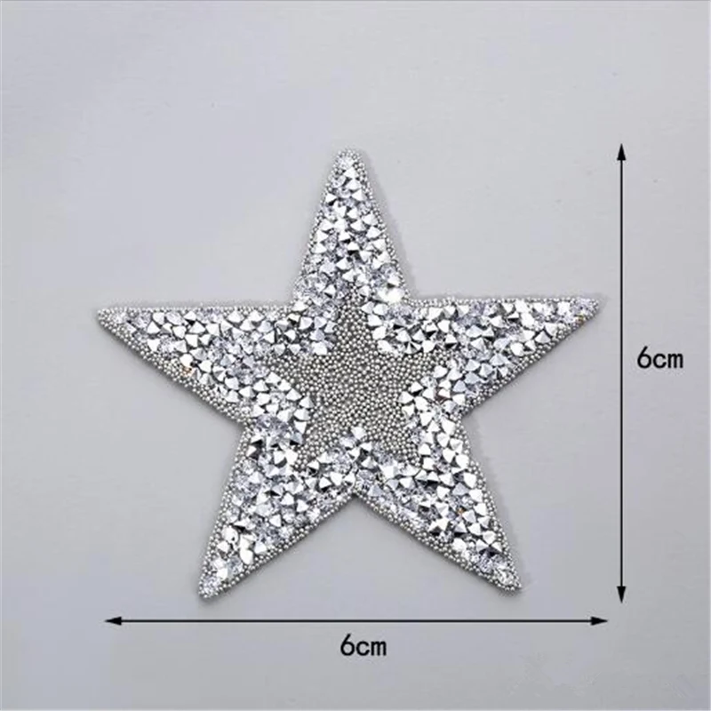 silver 1 шт. стразы звезда металлическая аппликация DIY мотив патч для нашивка для одежды паста для одежды сумка обувь - Цвет: silver