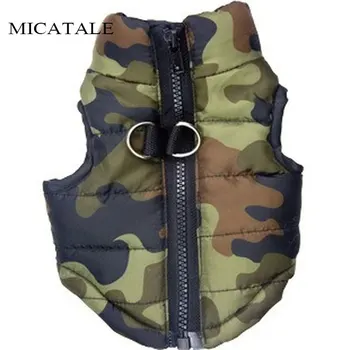 

MICATALE Pet Camouflage Jacket Vest Winter Warm Print Zippper Coats Pet Cat Dog Costume Cotton Coat Outwear Puppy Jacket Vest