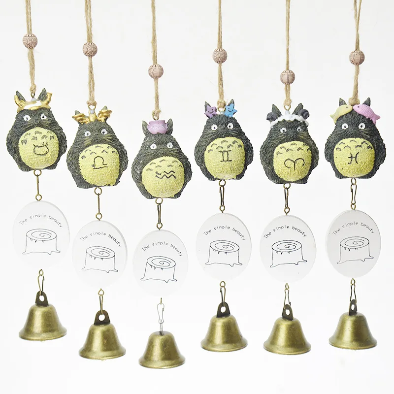 

Zakka Chinese Zodiac Totoro Wind Chime Tourism Scenic Area Forest Cat Gift Metal Bell Resin Crafts