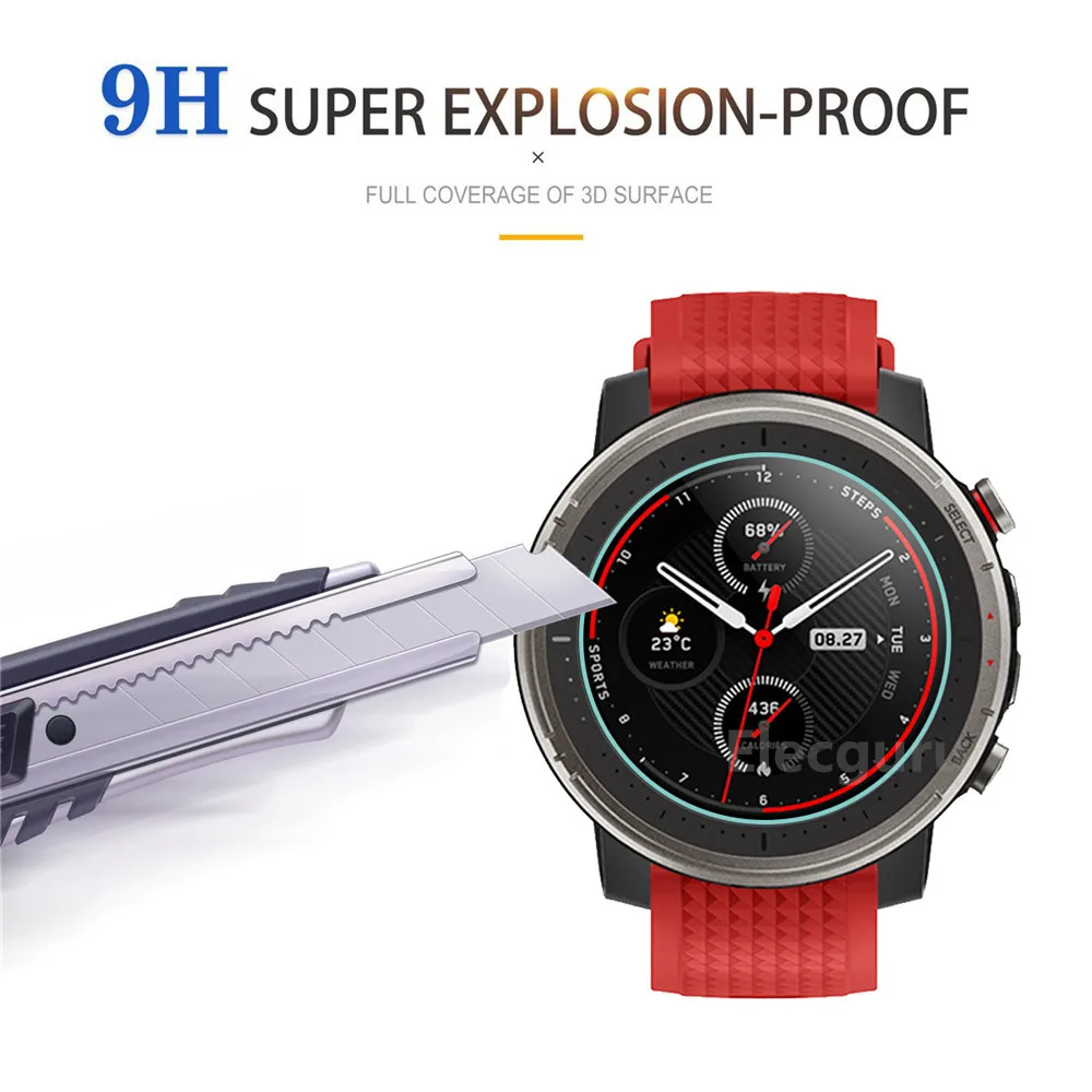 Защитная пленка для экрана Amazfit Stratos 3 gps Smart Watch, 9H закаленное стекло 2.5D Защита от царапин пузырьковая Защитная пленка для экрана
