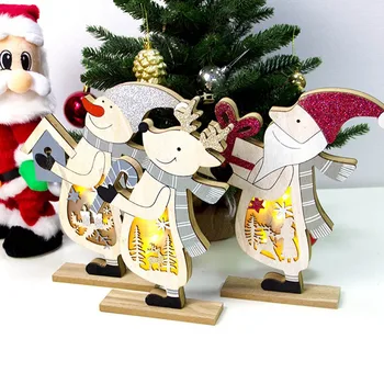 

LED Light Christmas Tree Star car Wooden Pendants Ornaments Xmas DIY Wood Crafts Kids Gift For Home Christmas Party Decorations