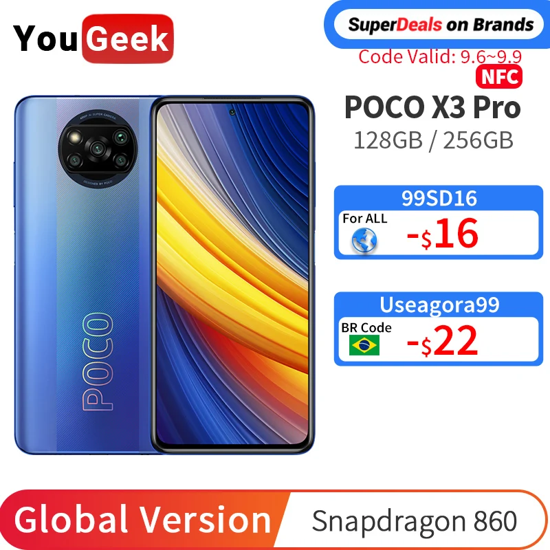Глобальная версия POCO X3 Pro 128 ГБ/256 ГБ Snapdragon 860 120 Гц частота обновления 6 67 дюйма Dot