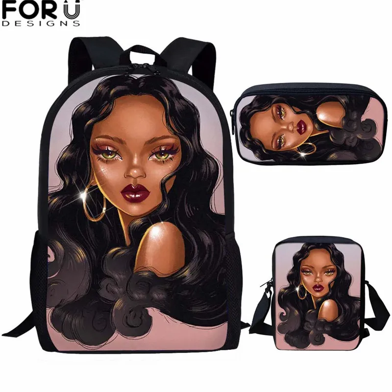 FORUDESIGNS/сумки для книг в Африканском и американском стиле, женские школьные сумки с принтами, набор для девочек, индивидуальный образ, женский рюкзак