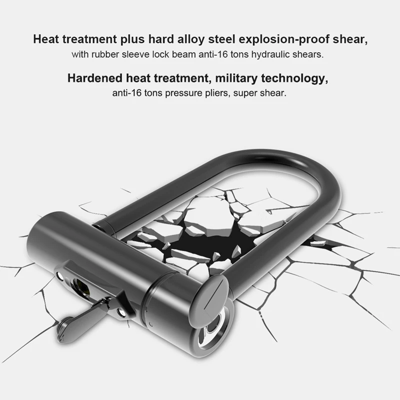 Heavy-Duty U-Shaped Electronic Fingerprint Lock Padlock USB Rechargeable Charging Key for Scooter Bicycle Glass Door