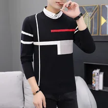 *#Best Price Fake Two Fashionable Casual Sweaters Turn-down Collar Pullovers Casual Men Winter New Long Sleeve Sweater Fall Sweater *#Best Price Fake Two Fashionable Casual Sweaters Turn-down Collar Pullovers Casual Men Winter New Long Sleeve Sweater Fall Sweater