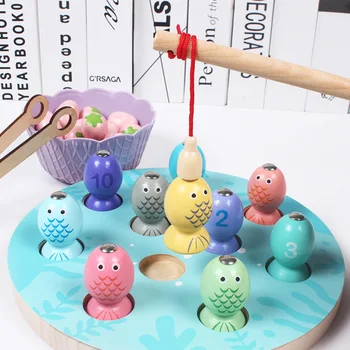 

Educational Toys Montessori Math Toy Clip Wooden Beads Magnetic Fish Pinch Strawberry Puzzle Game Multi-function Toys For Kids