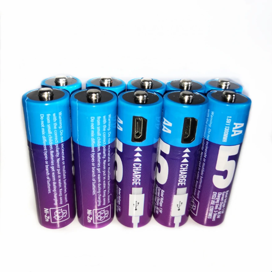 

10Pcs/Lot New 1.5V AA rechargeable battery 1300mwh USB Ni-Zn rechargeable battery for wireless microphone toys