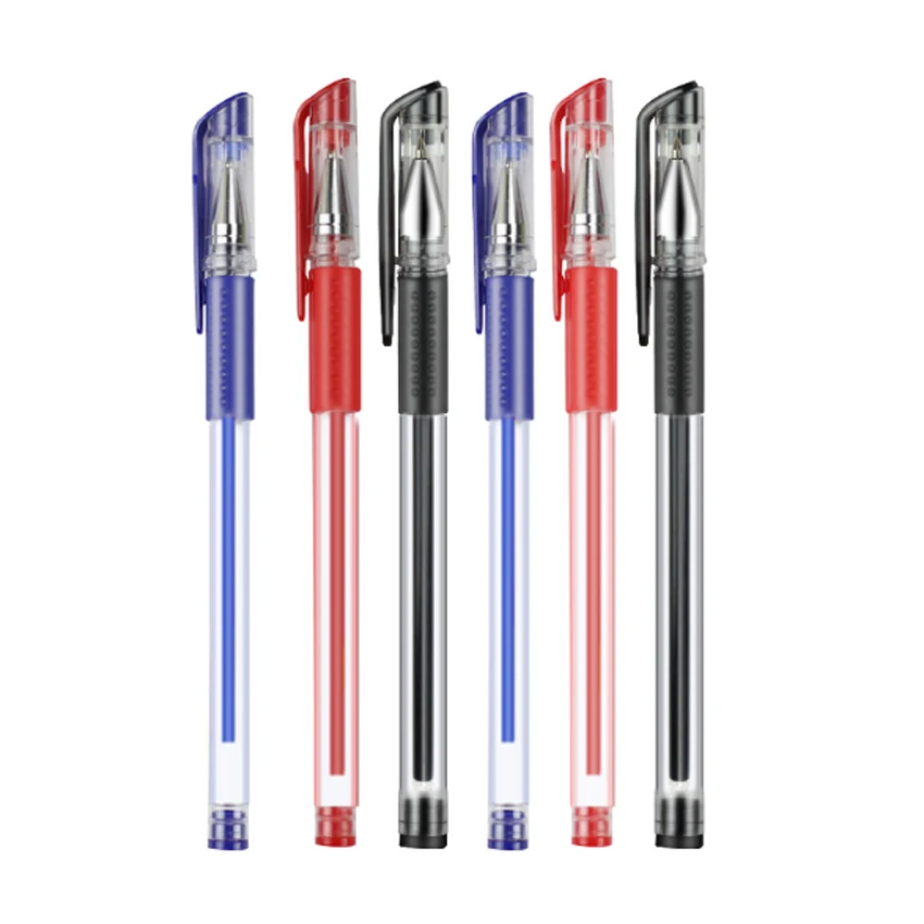 Best 30pcs lot 0.5mm Student Office Stationery Red Blue And Black Three Color Selections Simple Writing Creative Novelty Gel Pen