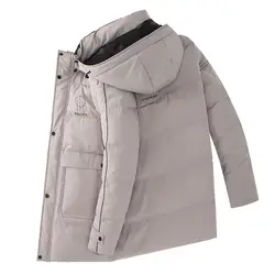 Мужская длинная куртка-пуховик уличная мужская одежда куртка-пуховик для мужчин 80s модная зимняя мужская одежда толстый белый утиный пух