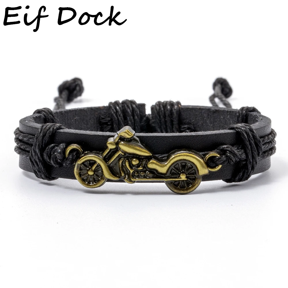 Fashion Leather Alloy Motorcycle Men Bracelets For Women Handmade Weave Female Men Bracelet Jewelry bracelet jewelry