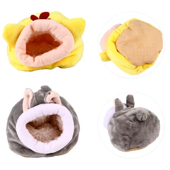 

2 Pcs Winter Warm Hamster Bed Soft Small Animals Nest Guinea Pig Cave Cozy Beds