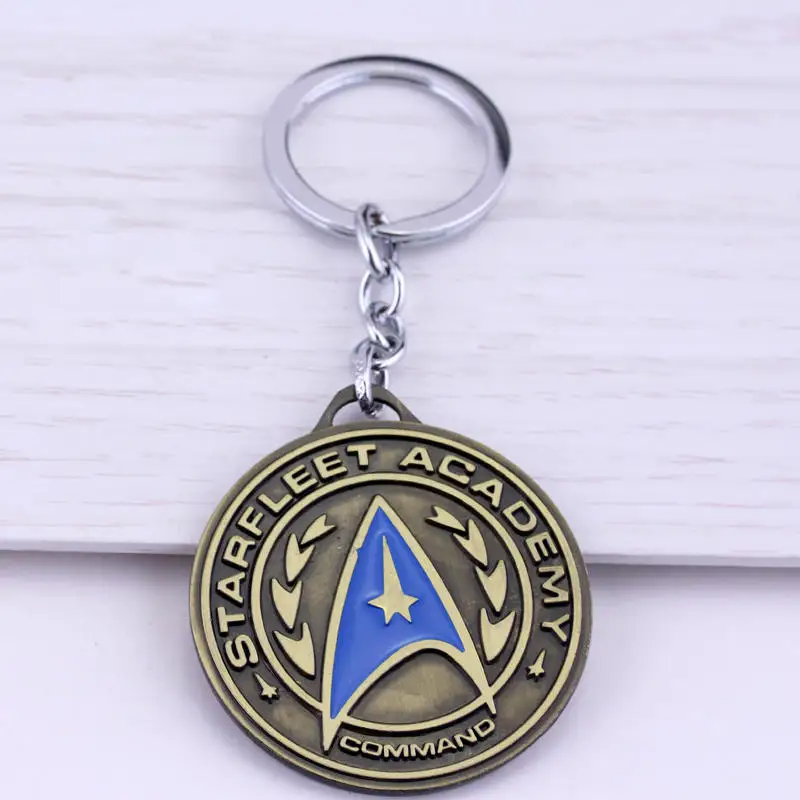 Star treks war брелок с логотипом капитана для мужчин и женщин, ювелирные изделия космической тематики, амулет, винтажный брелок с круглой подвеской, автомобильный держатель для ключей на дверь - Цвет: antique bronze