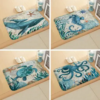 

Retro Marine Life Printing Floor Mat Door Mat Digital Printing Foot Mat Kitchen Toilet Long Strip Absorbent Mat