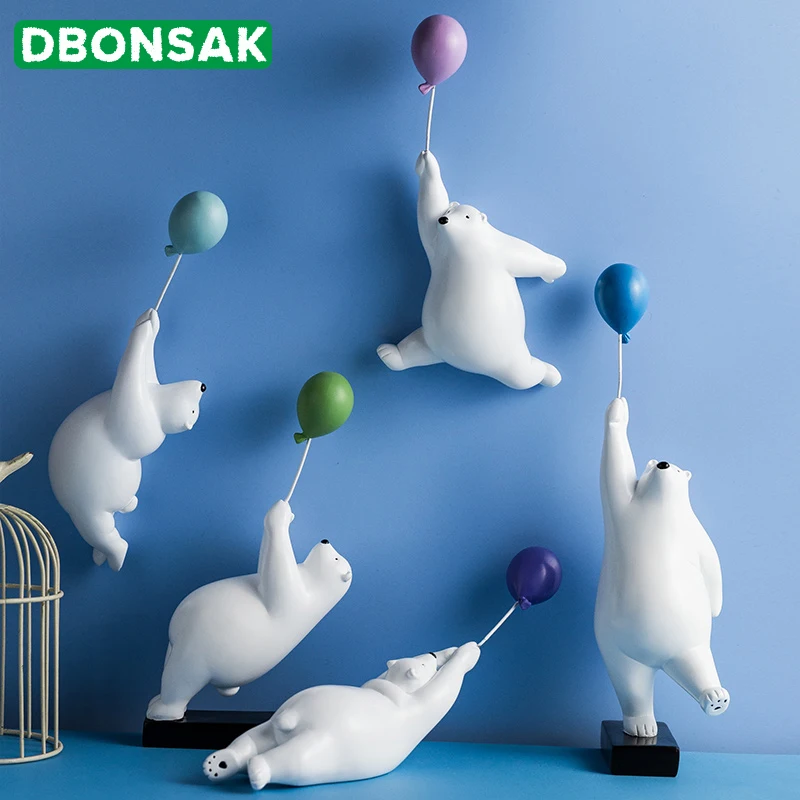 Decoración de pared de oso Polar, escultura de Animal, estatua de oso, maceta de flores de jardín, Fondo de sala de estar para el hogar, colgante de pared