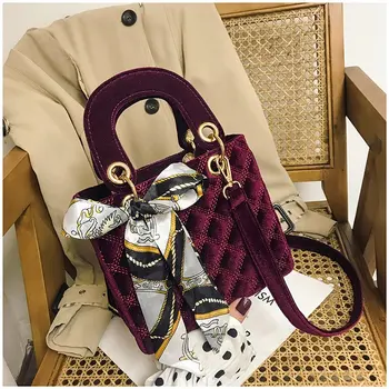 

Luxury Fashion Velour Crossbodybag Women Bag Scarves Ladies Handbags Purse Designer Brand Girls Velvet Shoulder Messenger Bags