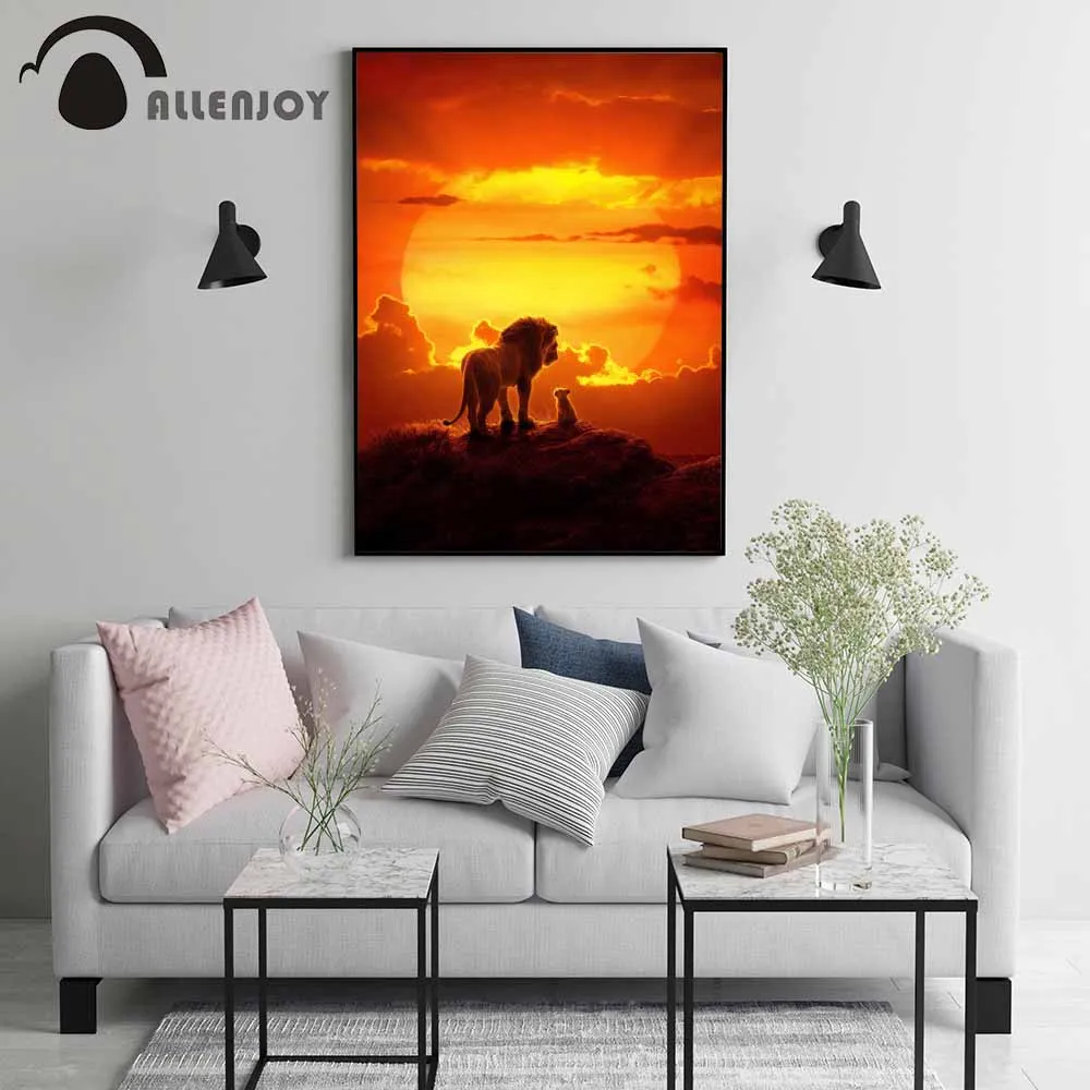 

Allenjoy Lion Canvas Paintings Animals Sunset African Natural Scene Movie Posters Famous Cartoon Pictures and Prints Decoration