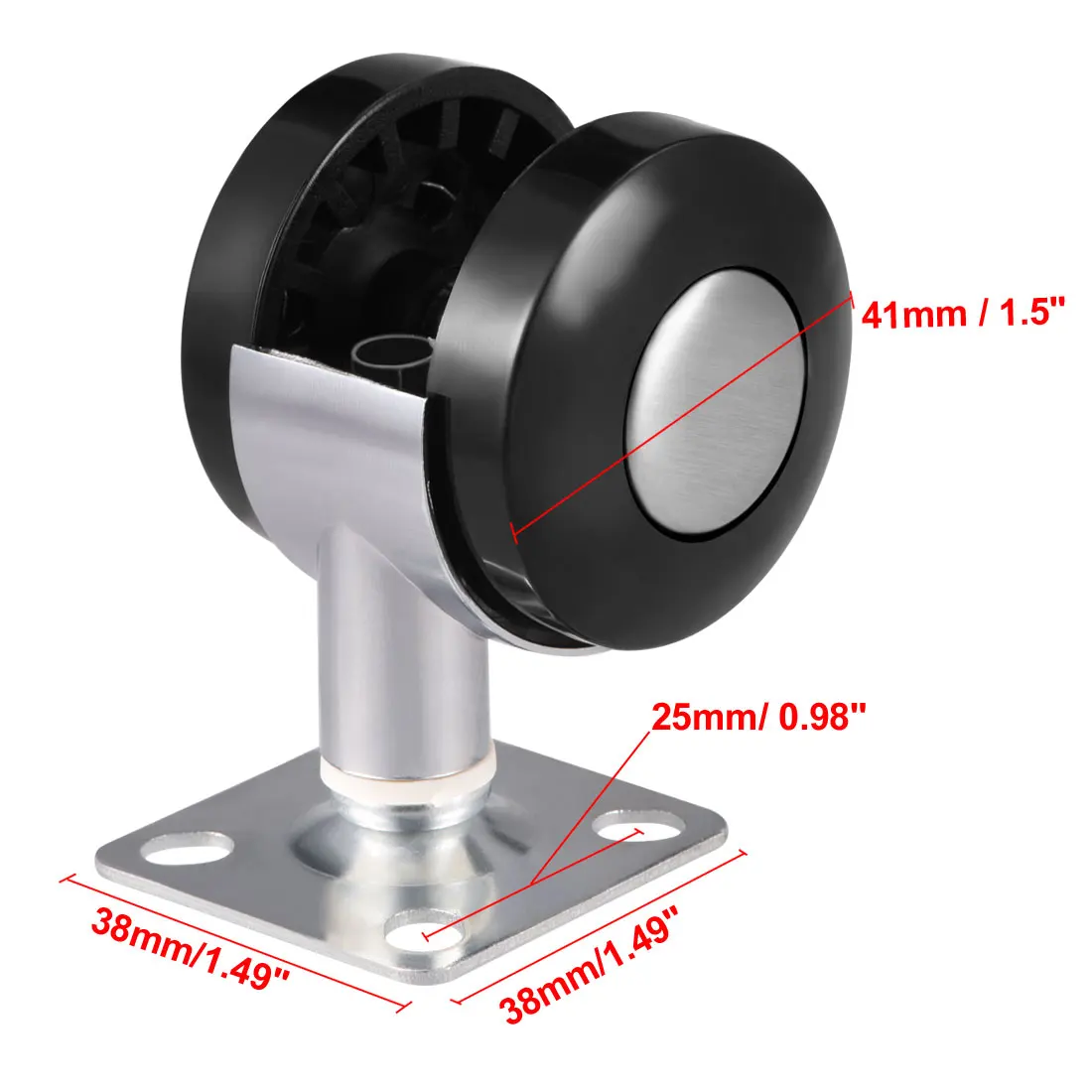 uxcell 1.5 Inch 2 Inch Furniture Casters Wheels Replacement Alloy Plastic Twin Wheel Top Plate Mount Swivel Caster