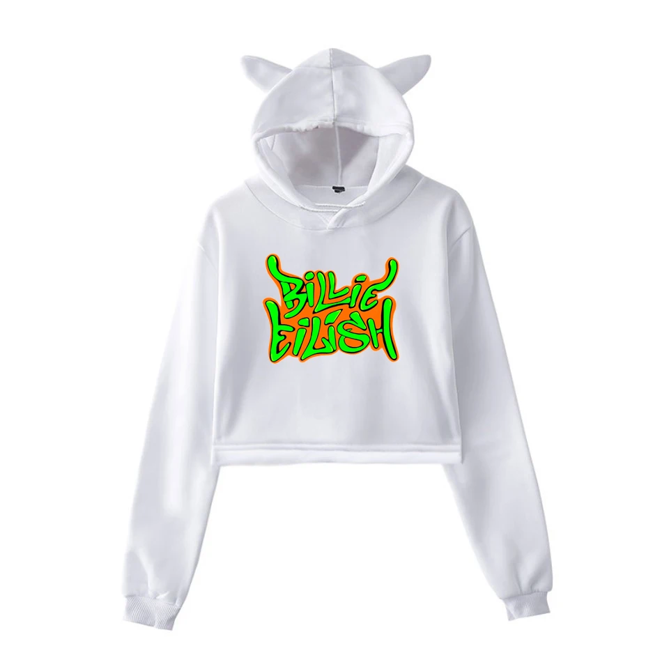 Кроп толстовки кофты Billie Eilish Harajuku толстовки свитшоты для женщин Bluzy Damskie Розовый пуловер уличная Толстовка - Цвет: 902-JX-billie 13