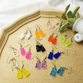 

European and American New Ear Stud Creative Cool Jelly Series Colorful Bear Earrings Fashion Ear Stud Female