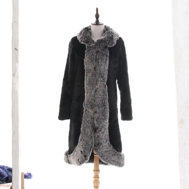 ZADORIN Winter Warm Furry Fox Fur Collar Women Plus Size Faux Mink Fur Coat Luxury Black Fluffy Jacket Vintage Overcoat