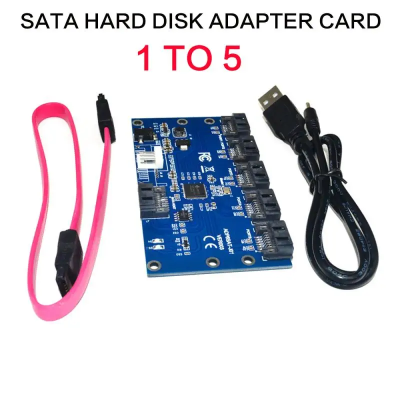 Chia Mining 1 To 5 Port SATA PCI-E Adapter SATA Card 6 Ports SATA3.0 6Gbps Expansion Card PCIe SATA Controller Multiplier Riser 1