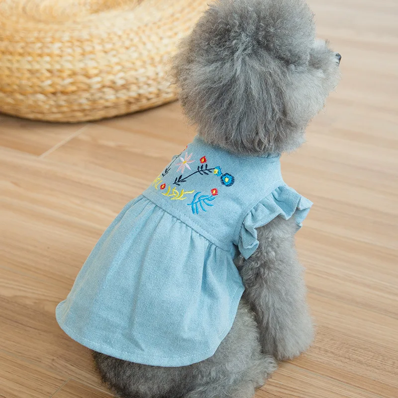Pet Summer Dress for Dogs Cats Pet Dog Clothes Medium Small Dog Dress Skirt Puppy Clothing Spring Fashion Jean Pet Clothes XS-XL